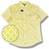 View Item Original Penguin Diamond Pattern Spring Summer Short Sleeve Shirt Yellow